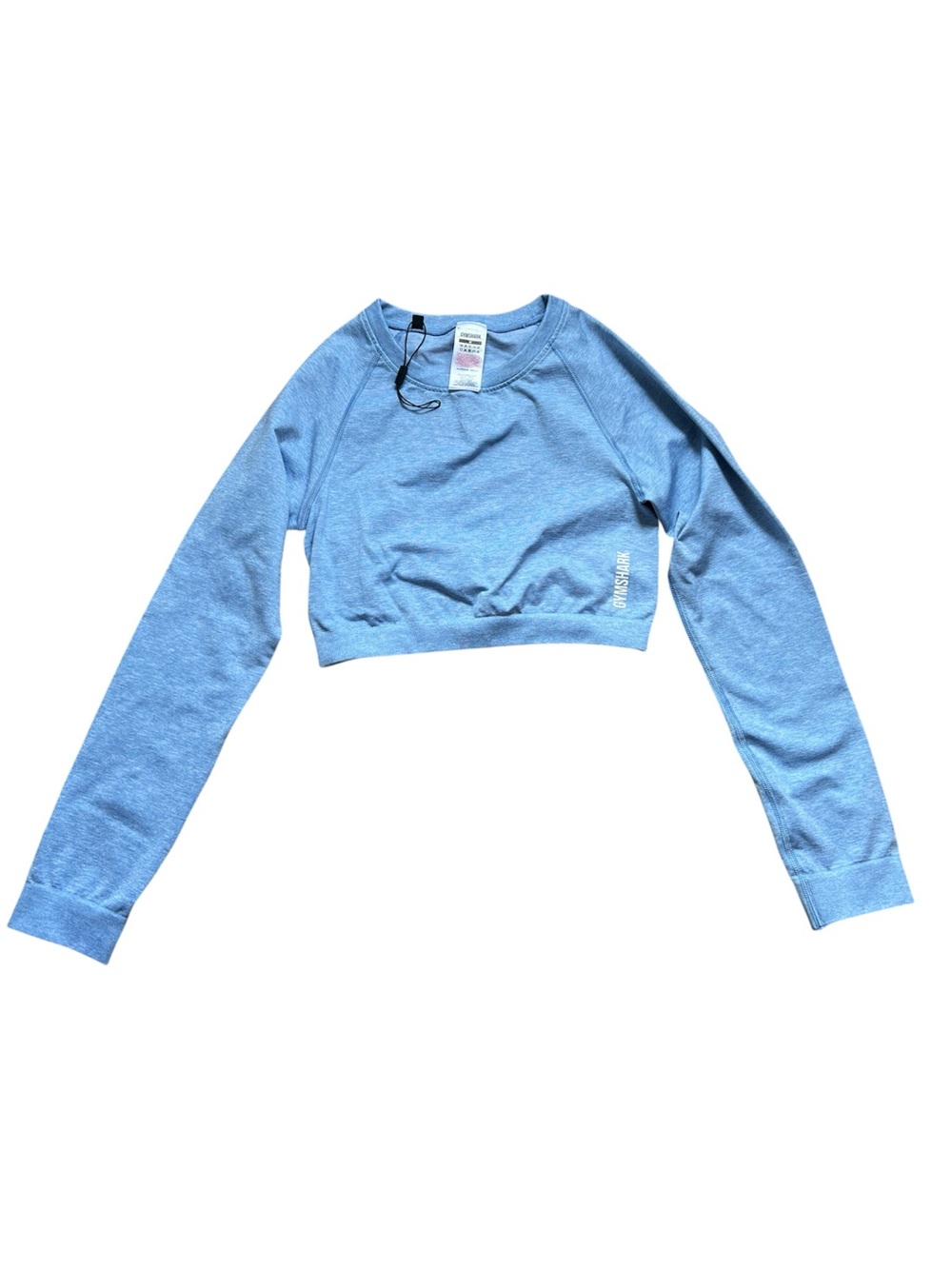 GYMSHARK Light Blue Long Sleeve Crop Top Workout Wear